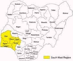 Map of Nigeria Showing South West Nigeria, credit: Research Gate