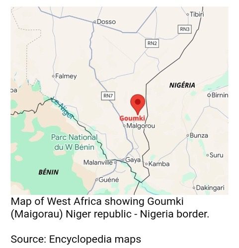 Map of West Africa showing Goumki