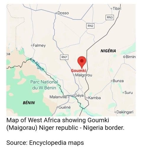 Map of West Africa showing Goumki