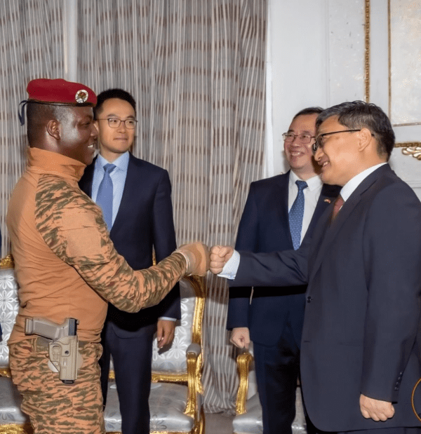 Captain Ibrahim Traore, Junta leader of Burkina Faso and the Special Representative of the Chinese Government on African Affairs Liu Yuxi meet in Ouagadougou in June 2023. Credit: MOF China.