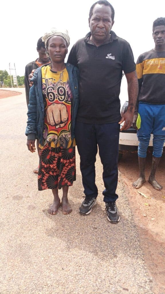 Left Monica Adamu, and Mike Odeh James on May 1 in Maro town.