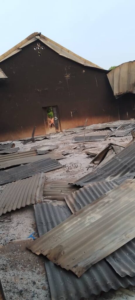 Photo of Burnt Church of the Brethren in Nigeria, Kwaple, Chibok County, Borno State, Monday (Credit: Anonymous)