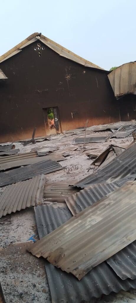 Photo of Burnt Church of the Brethren in Nigeria, Kwaple, Chibok County, Borno State, Monday (Credit: Anonymous)