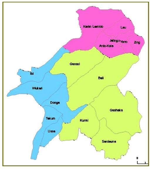 Map of Taraba State. Credit Researchgate.