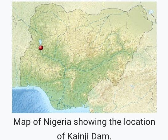 Map showing location of Kainji Dam. Picture Courtesy: Wikipedia 