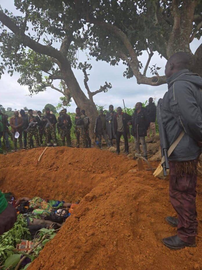 Mass burial held for victims of Monday August 18 attacks in Chakfem. Credit Lillian Madaki.
