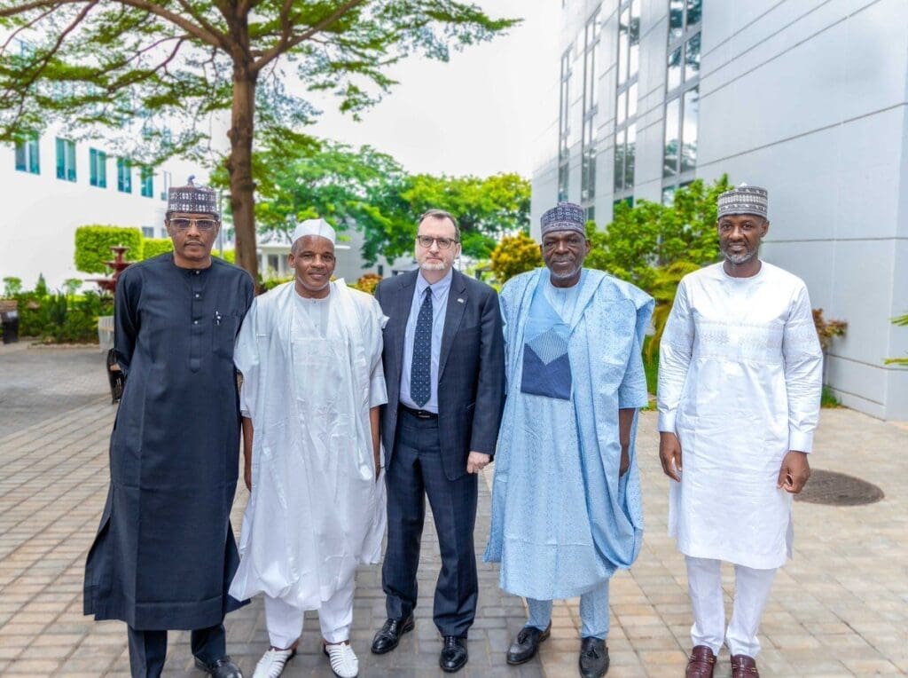 U.S.Ambassador Richard M. Mills, Jr. center, poses with envoys of the Miyetti Allah Cattle Association at the U.S. Mission in Abuja. Credit: U.S. Department of State on X.