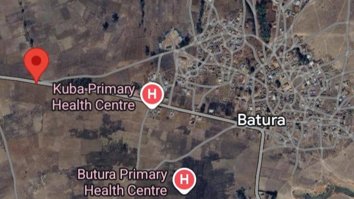 Satellite image of Butura Kampani showing attack scene in dropped pin.