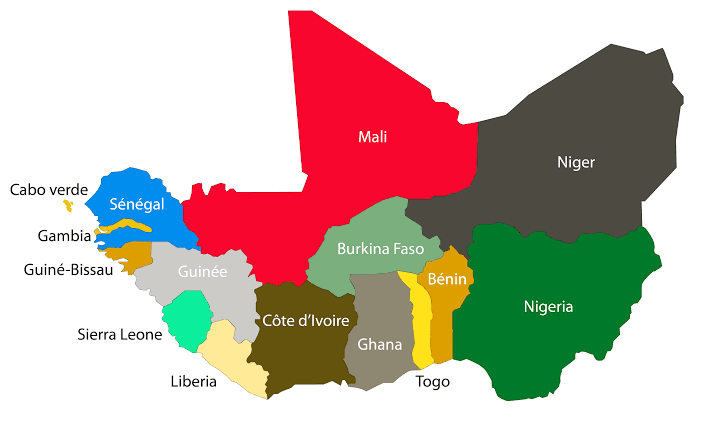 Map of ECOWAS member states. Photo credit: West African Health Organization.