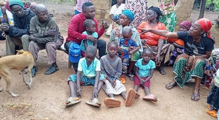 Rimanskeb's wife and 5 children. Credit TruthNigeria staff.