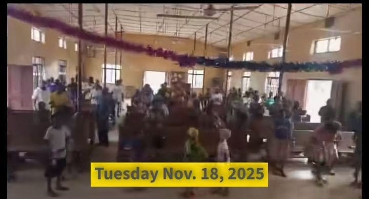 Pictures of worshippers at the Christ Apostolic Church CAC, Eruku shortly before the terrorists attack. Picture Courtesy: Egbe Mekun Media