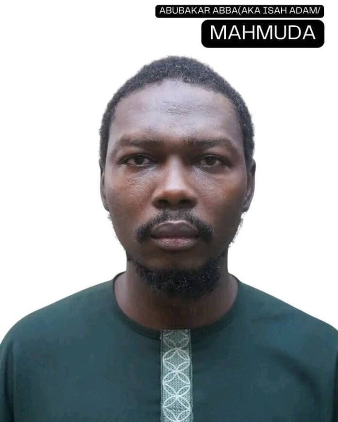 Picture of Abubakar Abba aka Isah Adam, captured leader of Mahmuda terrorists group. Picture Courtesy: Punch newspaper.