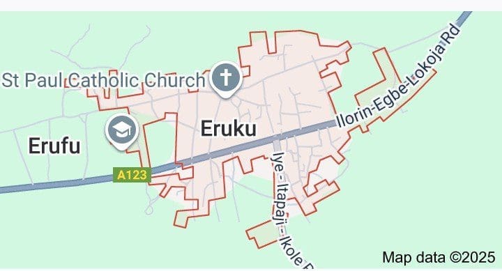 Map of Kogi state showing location of Eruku. Picture Courtesy: Map Data.