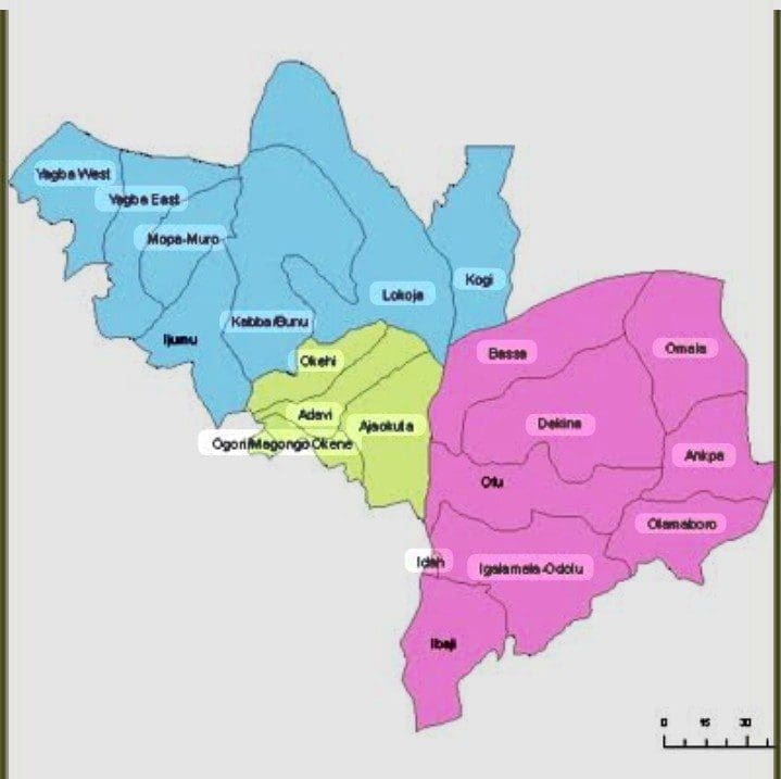 Map of Kogi state, showing Mooa-Muro county.  Map Courtesy: Research Gate 