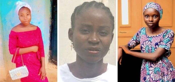 Photos of Ummi Tambaya (Credit: Facebook/Evang. Ibrahim Dikko), Cecilia Mathias (Credit: Luka Binniyat), and Georgia Miracle, (Credit: Haina Miracle).