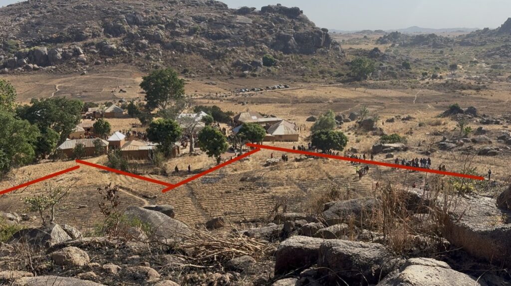 Photo of Buhum village showing attack line and battle site on New Year’s Eve. Photo by Masara Kim