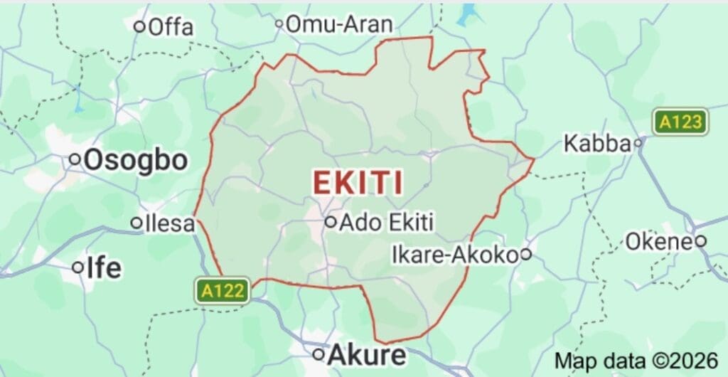 Map of Ekiti State in Nigeria. Picture Courtesy: Map Data. 