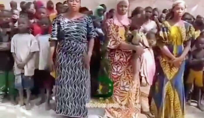 Screen capture from a viral video of kidnapped victims paraded by the terror group JAS. Picture Courtesy: Sahara Reporters.