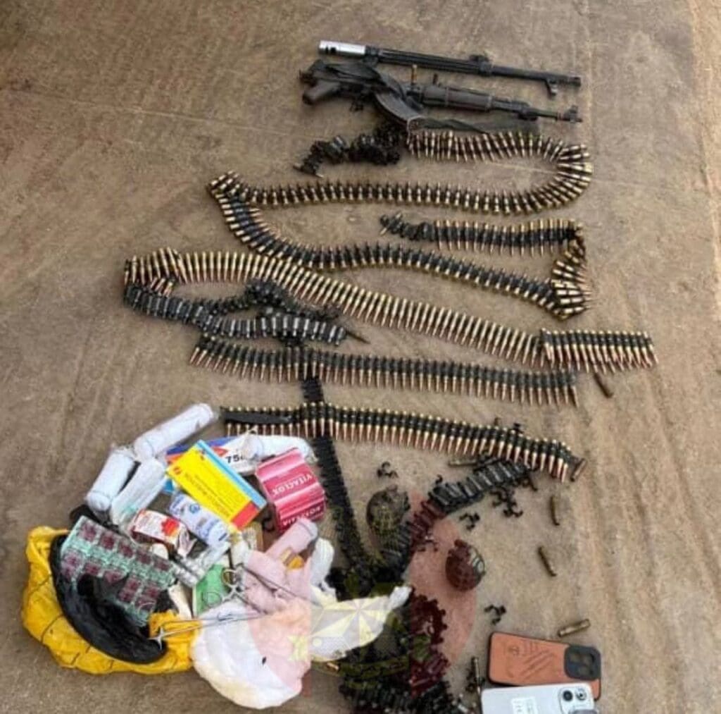 Pictures of destroyed terrorists equipment, logistics and captured weapons and ammunition including drugs, by troops of Operation Hadin Kai in parts of Borno State, between 16th and 18th March, 2026 (credit: @HQNigeriaArmy)
