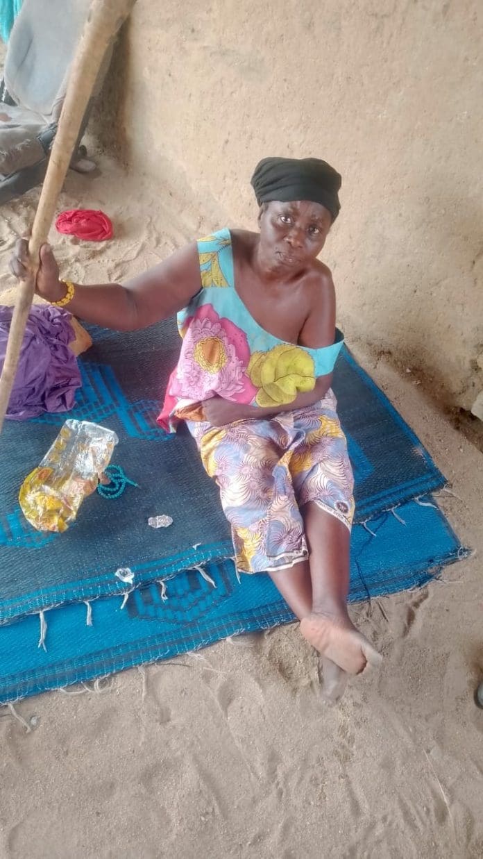 Mrs. Hadija Jibrilla, a Christian woman in her late fifties is paralyzed and was left behind by fleeing relatives. Credit Izighe Bitrus Adamu