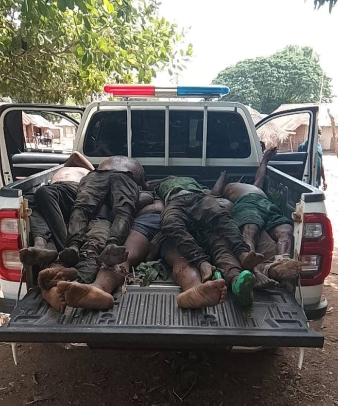 Corpses of Mbalom locals killed on Saturday. Photo credit: X/@ezekieldachomo.