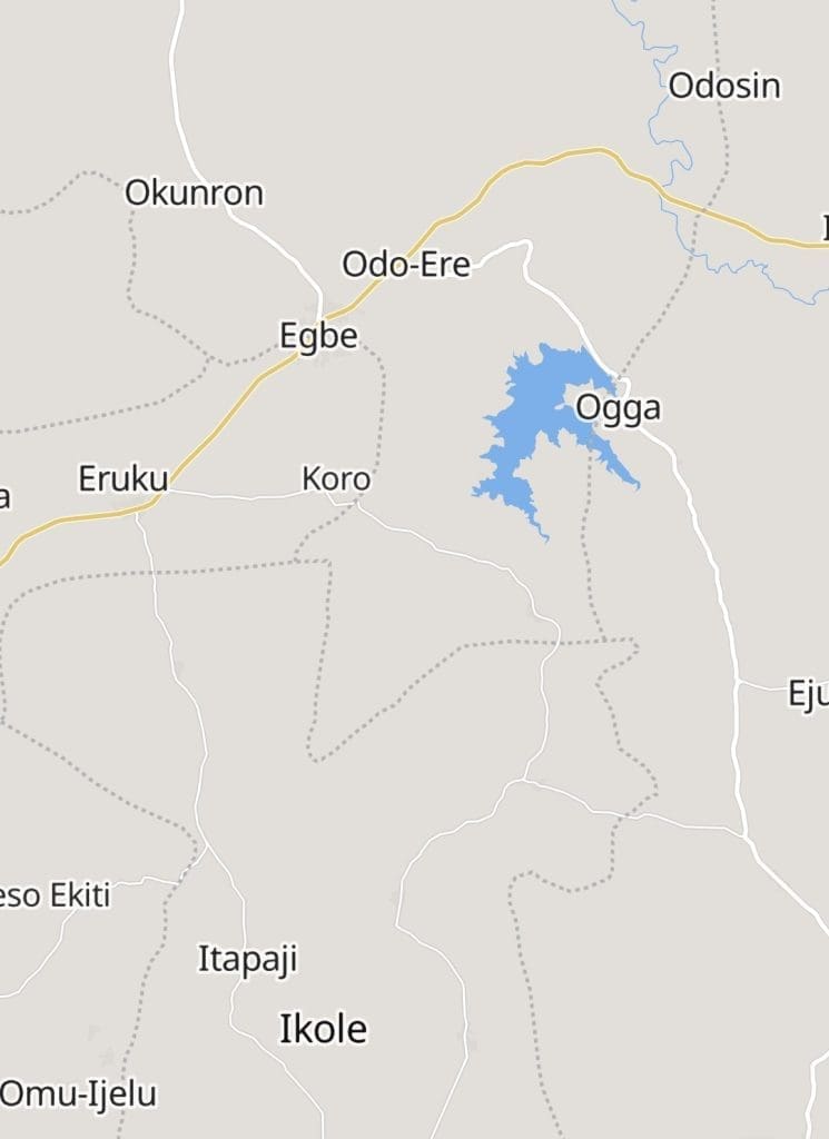 Map showing Odo-Ere and other communities in Yagba West county Kogi state. Picture Courtesy: Mapcarta.