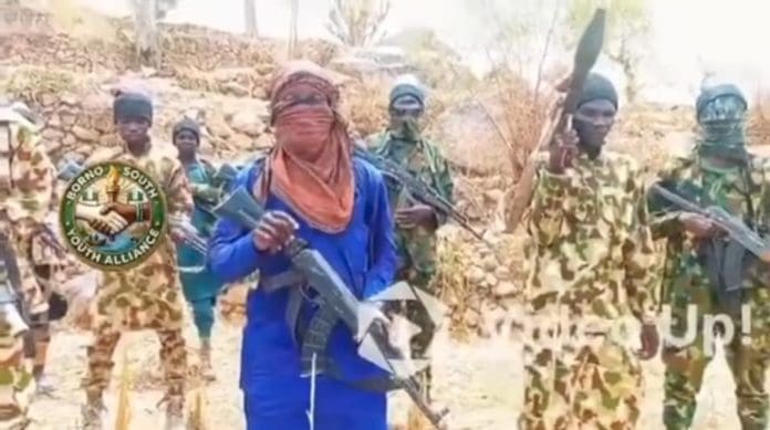 A picture of the Boko Haram terrorists, shared by Borno South Youth Alliance, while issuing the threat to execute 176 kidnap victims. Picture Courtesy: PulseNigeria247, Borno South Youth Alliance.