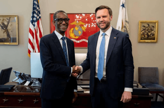 Nigerian National Security Adviser Nuhu Ribadu meets U.S. Vice President J.D. Vance during a Washington visit as Abuja faces scrutiny over escalating violence |Photo Credit: RealNews