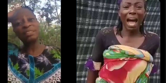 Principal of Community High School Esinele, Rachael Alamu and Nursing mother plead for help in a video recorded from captivity after terrorists raided schools in Oyo State